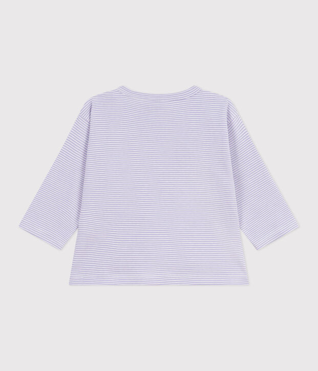 Lang&auml;rmeliges Baby-T-Shirt aus Baumwolle mit Streifen violett/weiss