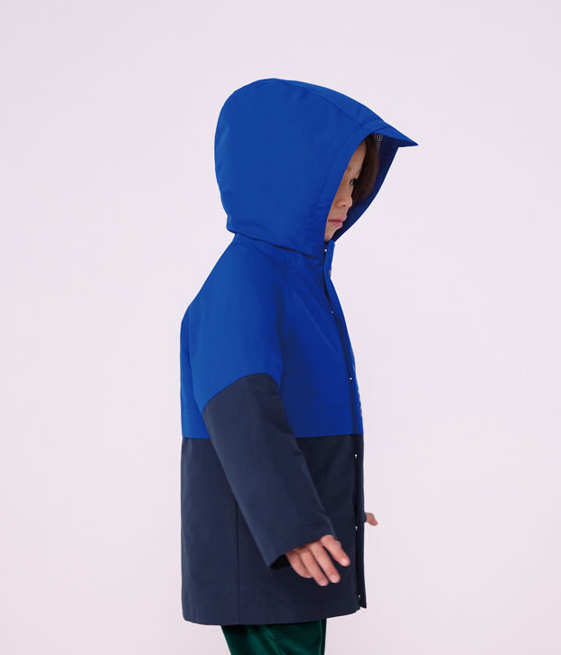 Halblanger Kinder-Parka im Colorblock blau/vielfarbig
