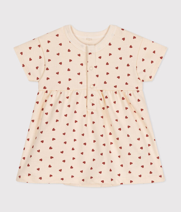 Babykleid aus leichtem Molton mit Body naturfarben/braun