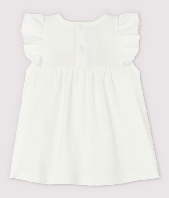 Kurzärmelige Baby-Bluse aus Baumwolle für Mädchen weiss MARSHMALLOW