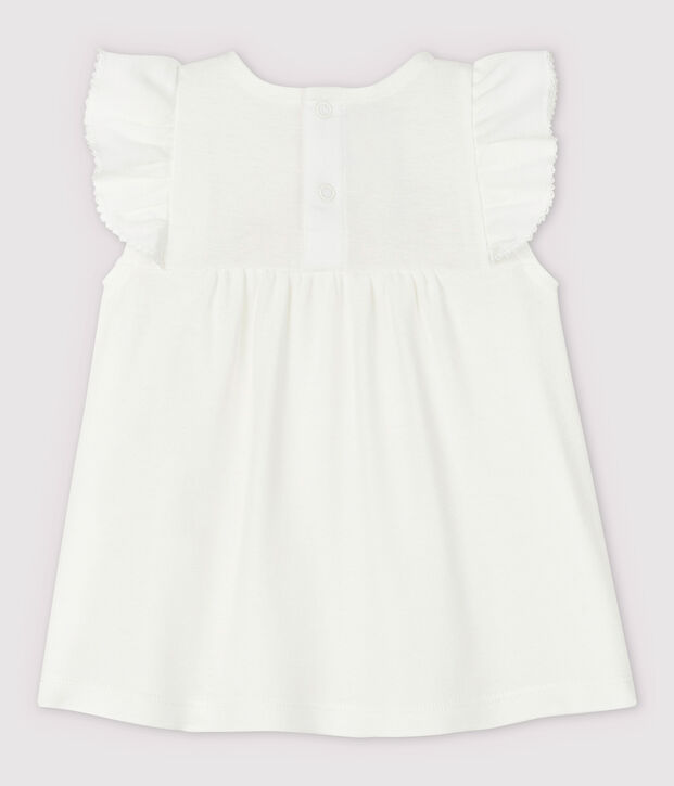 Kurz&auml;rmelige Baby-Bluse aus Baumwolle f&uuml;r M&auml;dchen weiss