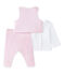 Dreiteiliges Baby-Mädchen-Ensemble weiss ECUME/rosa VIENNE