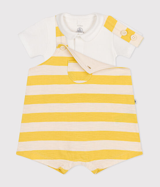 Baby-Latzhosen-Kombination aus geflammtem Jersey gelb NECTAR/ AVALANCHE