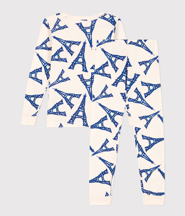 Kinderpyjama aus Baumwolle in schmaler Passform naturfarben/vielfarbig