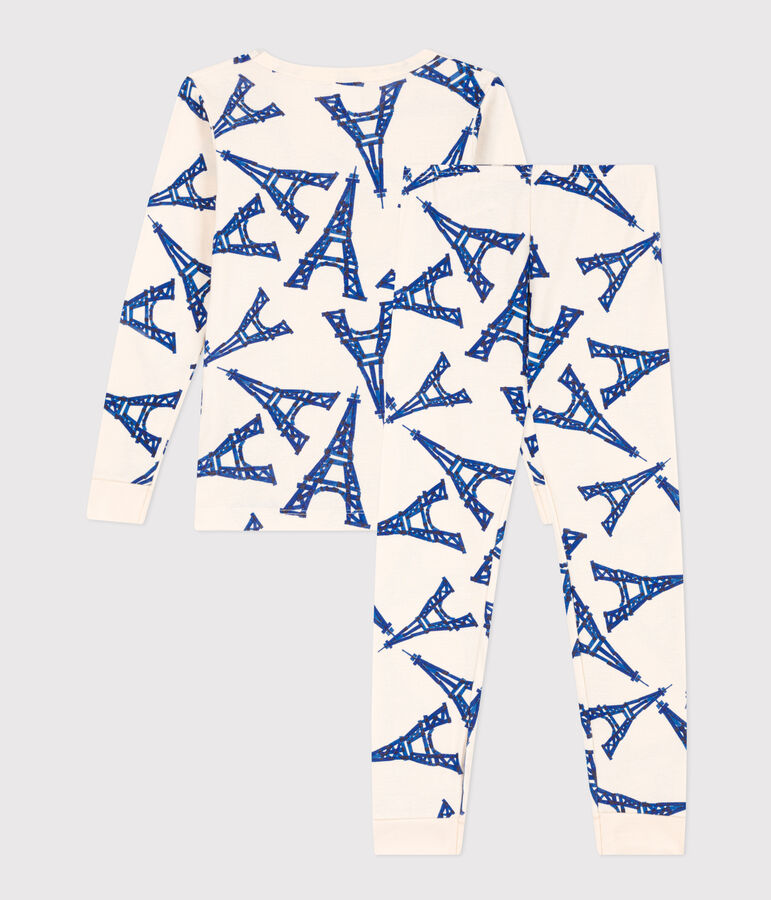 Kinderpyjama aus Baumwolle in schmaler Passform naturfarben/vielfarbig