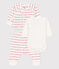 Dreiteiliges Baby-Set aus Bio-Baumwoll-Jacquard weiss MARSHMALLOW/rot TERKUIT