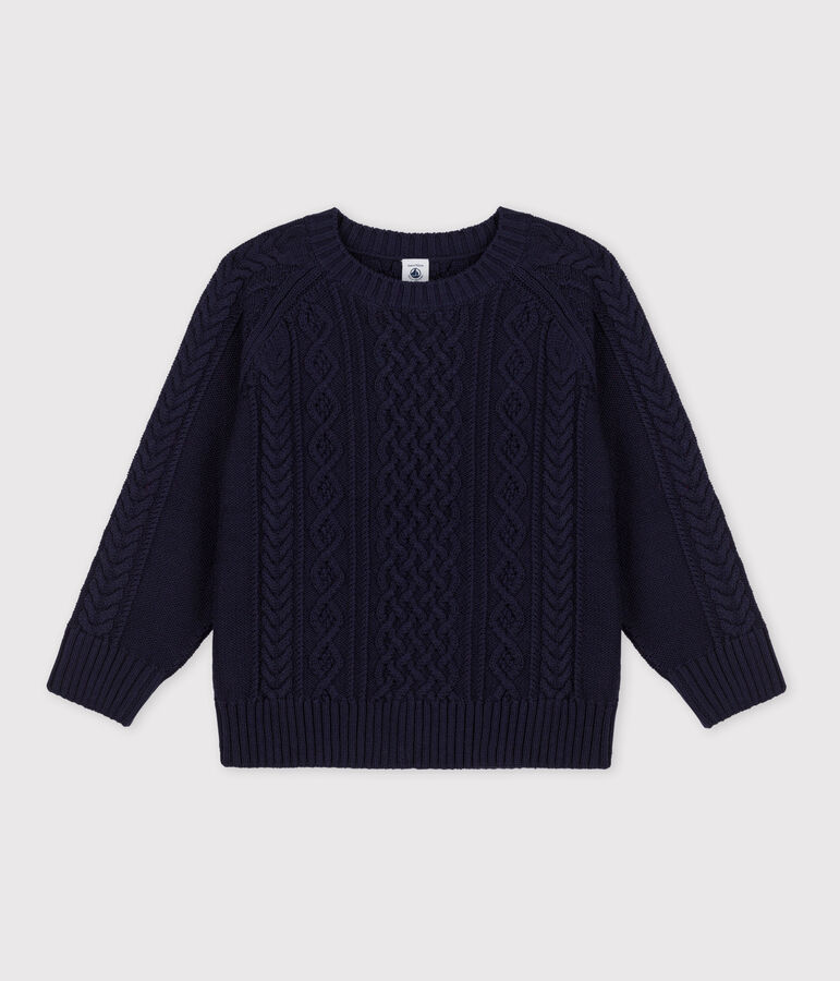 Irischer Kinderpullover aus Baumwolle blau