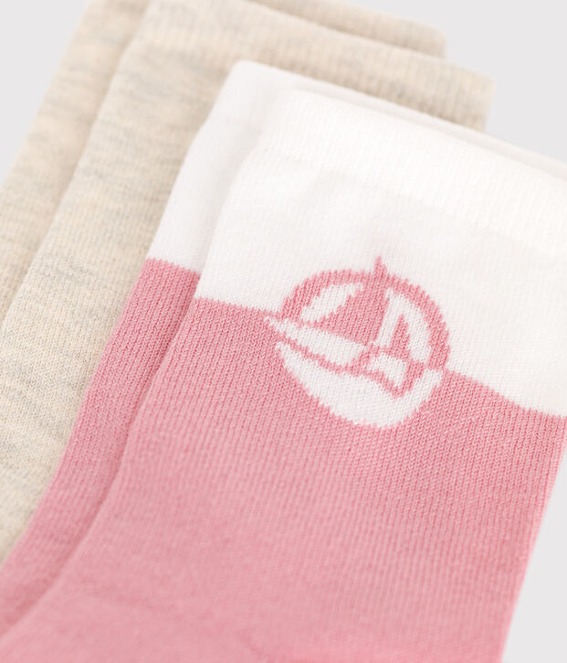 2er-Set Kinder-Kniestr&uuml;mpfe aus Baumwolle mit Logo f&uuml;r M&auml;dchen vielfarbig