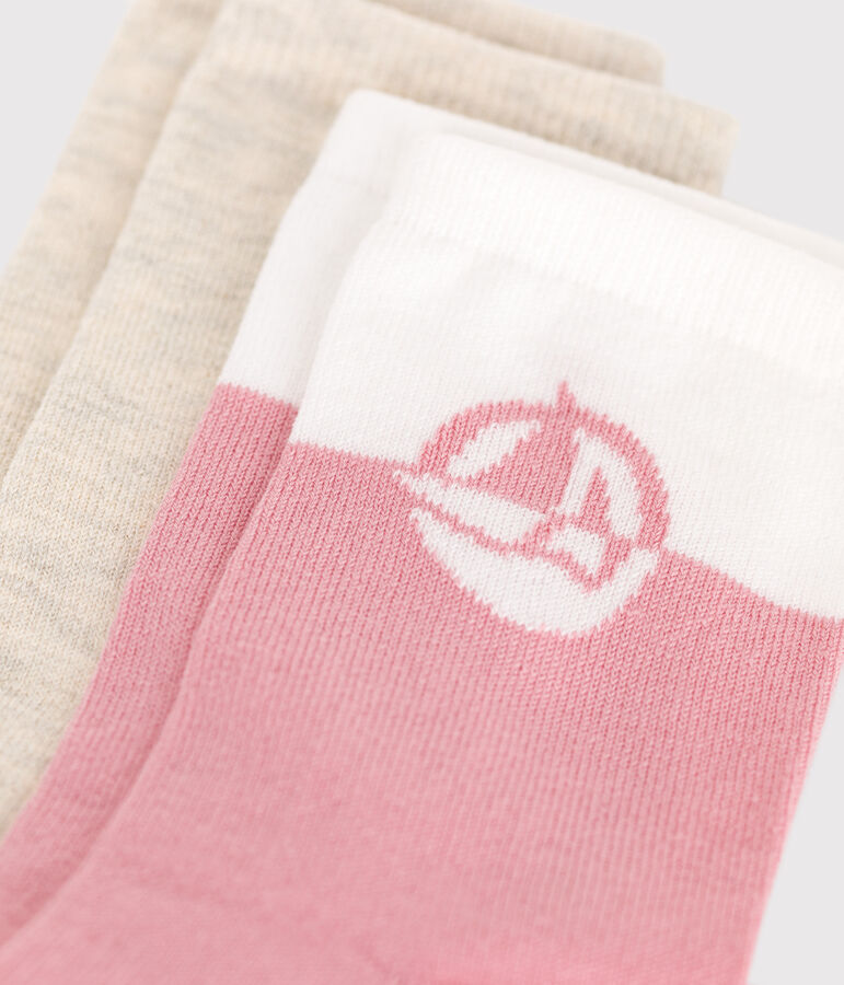 2er-Set Kinder-Kniestr&uuml;mpfe aus Baumwolle mit Logo f&uuml;r M&auml;dchen vielfarbig