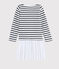 Langärmeliges Kinderkleid für Mädchen weiss MARSHMALLOW/ SMOKING ARGENT BRILLANT