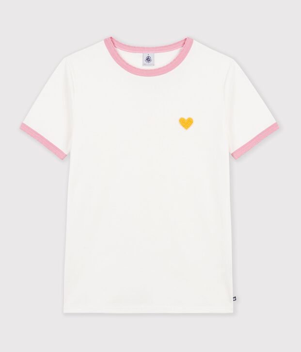 Kurz&auml;rmeliges Damen T-Shirt aus einfarbiger Baumwolle weiss