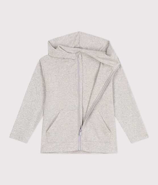 Kinder-Kapuzensweatshirt aus einfarbiger Baumwolle  grau BELUGA CHINE