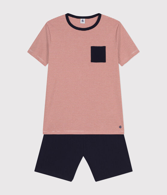 Kurzer Kinderpyjama aus Baumwolle blau SMOKING/weiss MULTICO