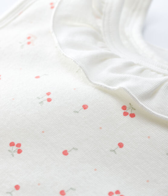 Baby-Schlafsack mit Kragen aus Bio-Baumwolle mit Kirschen-Motiv weiss MARSHMALLOW/weiss MULTICO