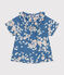 Kurzärmelige Baby-Bluse aus Popeline für Mädchen blau BEACH/ MULTICO