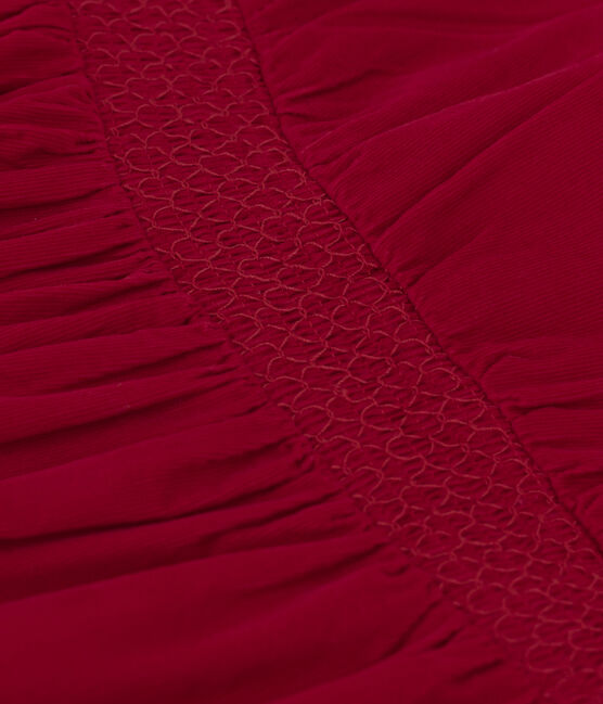 Langärmeliges Kinderkleid aus Cord für Mädchen rot CORRIDA