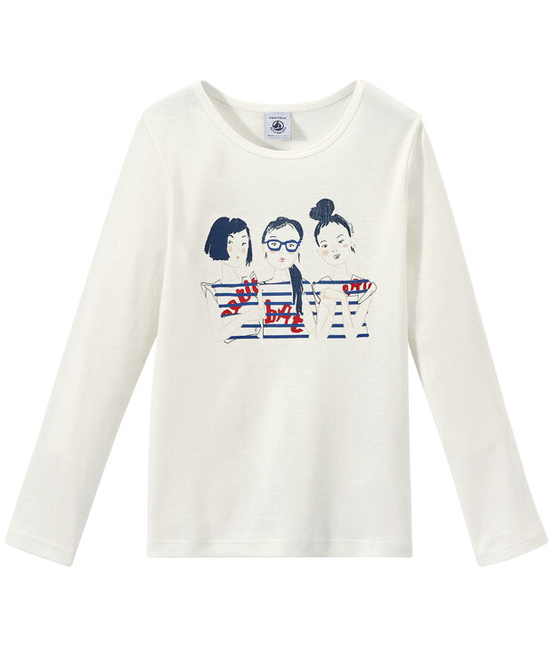 M&auml;dchen-Langarmshirt mit Aufdruck weiss