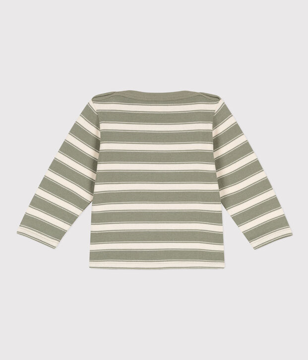 Baby-Streifenshirt aus gestreiftem dickem Jersey gr&uuml;n/naturfarben