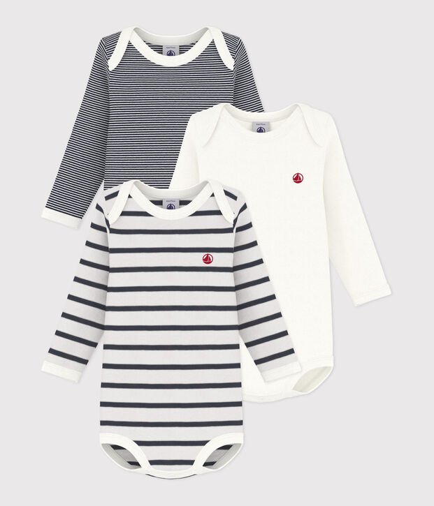 3er-Set lang&auml;rmelige Baby-Bodys vielfarbig