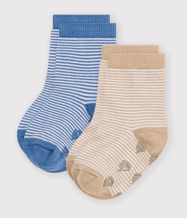 2er-Set Baby Antirutsch-Socken aus Baumwolle vielfarbig