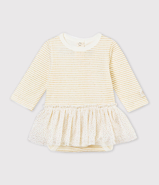 Baby MädchenBodykleid weiss MARSHMALLOW/gelb DORE