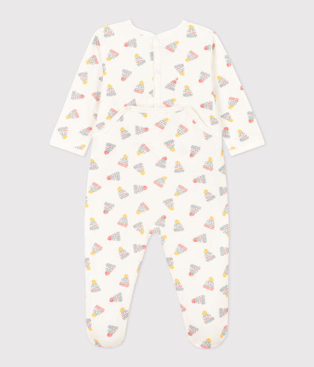 Baby-Strampler aus Molton weiss/vielfarbig