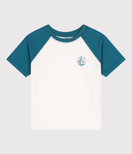 Kurzärmeliges Kinder-T-Shirt aus bedruckter Baumwolle grün MARSHMALLOW/ DRAGONFLY