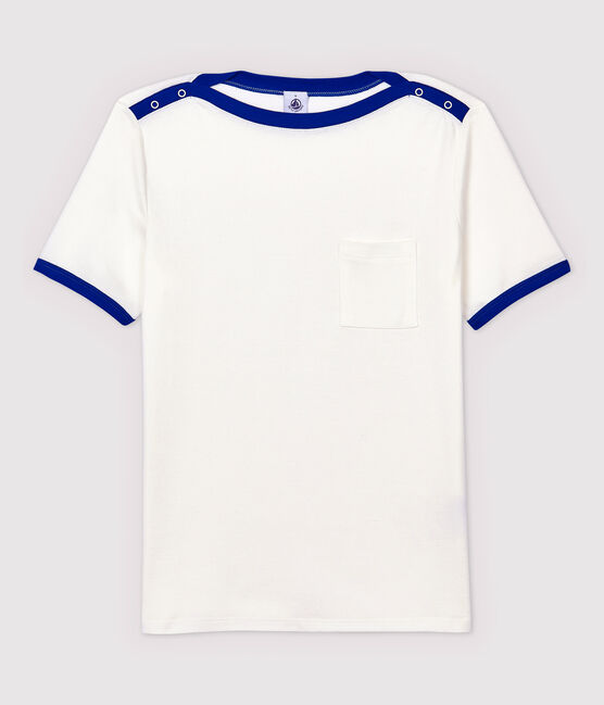 Damen-T-Shirt aus Baumwolle weiss MARSHMALLOW/blau SURF