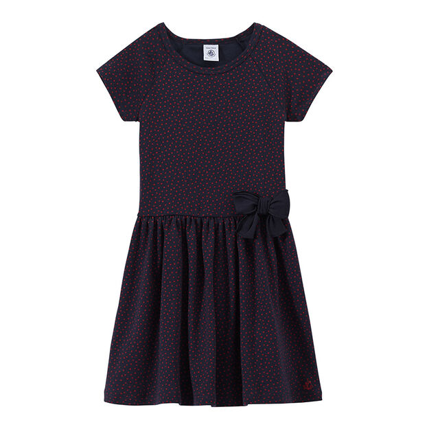 Gepunktetes M&auml;dchen-Kleid weiss/gr&uuml;n/vielfarbig