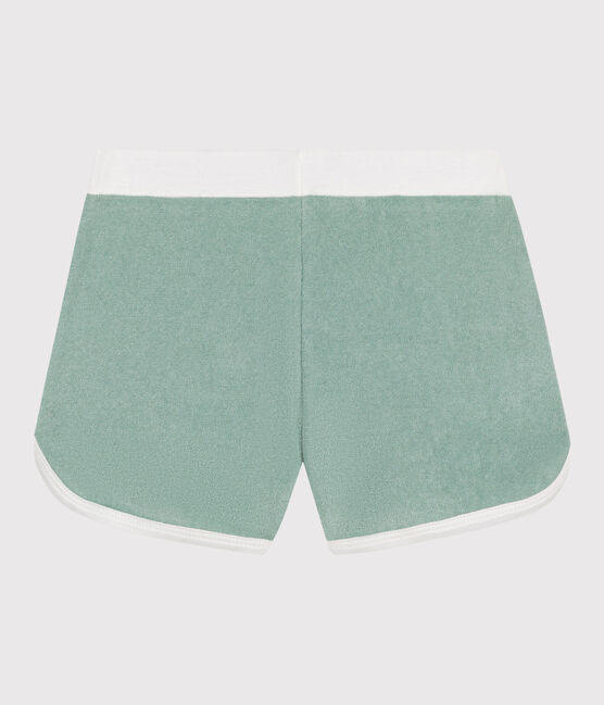 Kinder-Shorts aus einfarbigem Baumwoll-Frottee grün PAUL