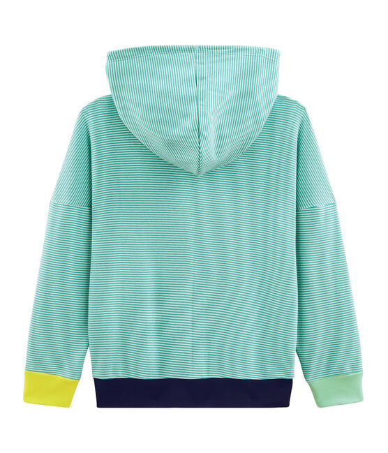 Kapuzen-Sweatshirt aus Rippstrick für Kinder grün ESPERANZA/weiss MARSHMALLOW