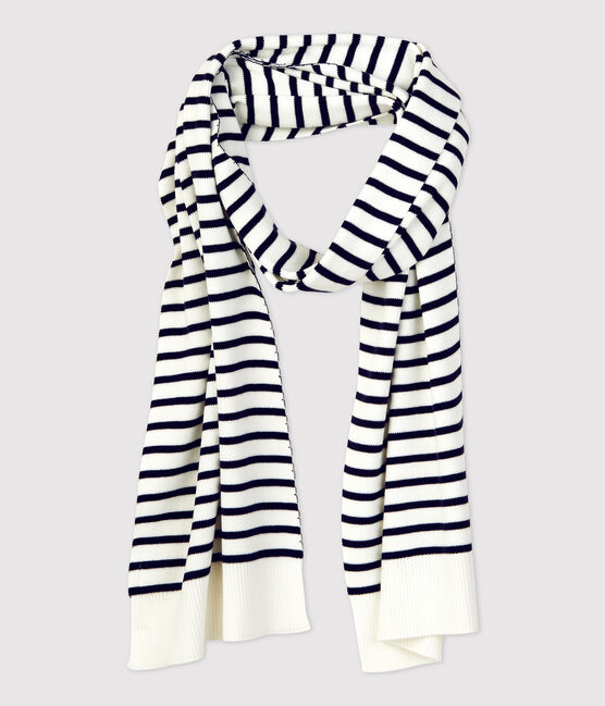 Schal aus Baumwolle mit Streifen weiss MARSHMALLOW/blau SMOKING