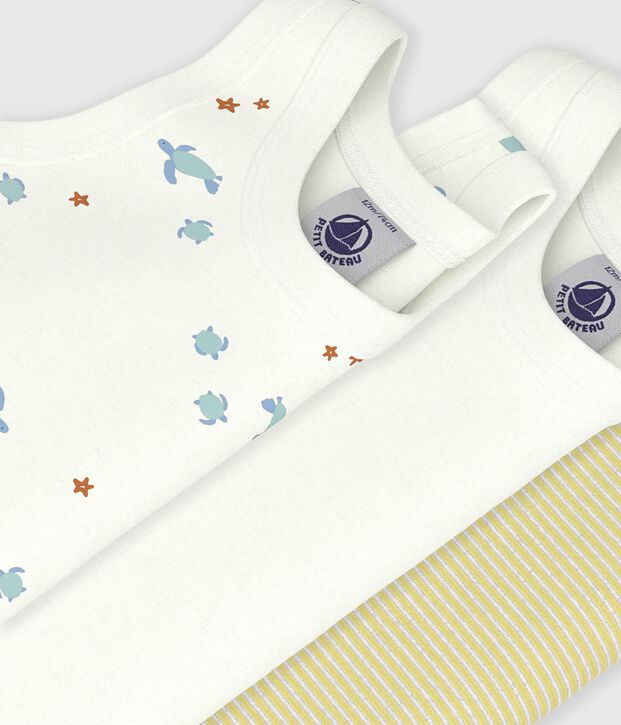 Set &auml;rmellose Baby-Bodys aus Baumwolle mit Schildkr&ouml;ten-Motiv vielfarbig