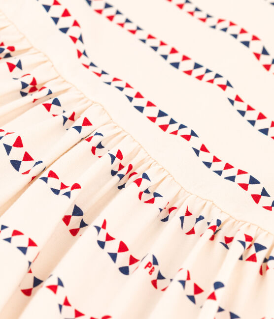 Langärmeliges bedrucktes Kinderkleid aus Molton für Mädchen weiss AVALANCHE/ MULTICO