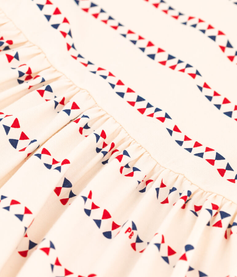 Lang&auml;rmeliges bedrucktes Kinderkleid aus Molton f&uuml;r M&auml;dchen naturfarben/vielfarbig