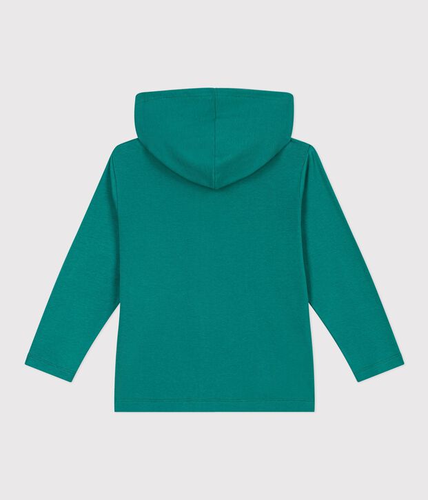 Kinder-Kapuzensweatshirt mit Rei&szlig;verschluss aus Baumwolle gr&uuml;n