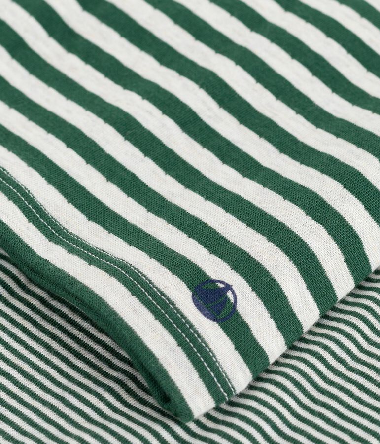 Kinder-Pyjama aus Doppeljersey mit Streifen gr&uuml;n/beige