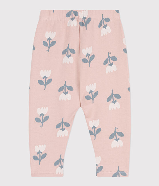 Baby-Hose aus bedrucktem Molton rosa SALINE/weiss MULTICO
