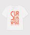 Kurzärmeliges Baby-T-Shirt aus Baumwolle mit Motiv weiss MARSHMALLOW