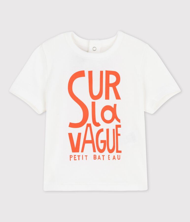Kurz&auml;rmeliges Baby-T-Shirt aus Baumwolle mit Motiv weiss
