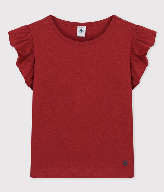 Kurz&auml;rmeliges T-Shirt aus Baumwolle f&uuml;r M&auml;dchen braun