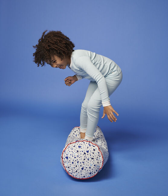 Snugfit-Kinderpyjama aus Baumwolle mit blauen Streifen für Jungen blau TIKI/weiss MARSHMALLOW