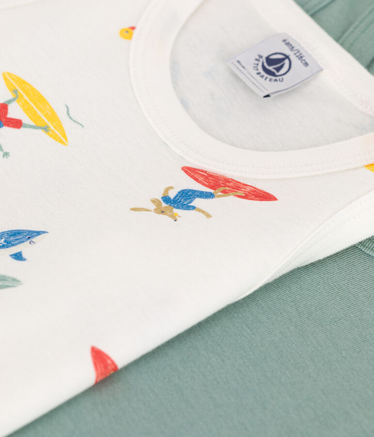 2er-Set Kinder-Unterhemden aus Baumwolle mit Surf-Motiven vielfarbig