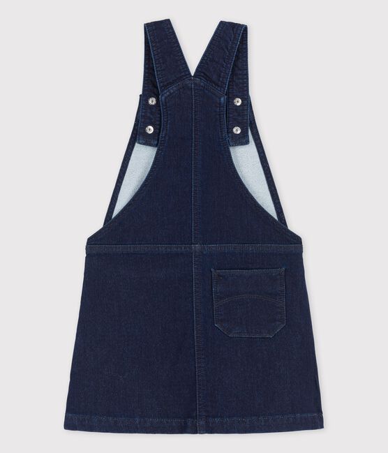 Latzkleid aus Denim für Mädchen blau DENIM BLEU FONCE