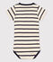 Kurzärmeliger Baby-Body aus Rippstrick mit Streifen weiss AVALANCHE/blau SMOKING