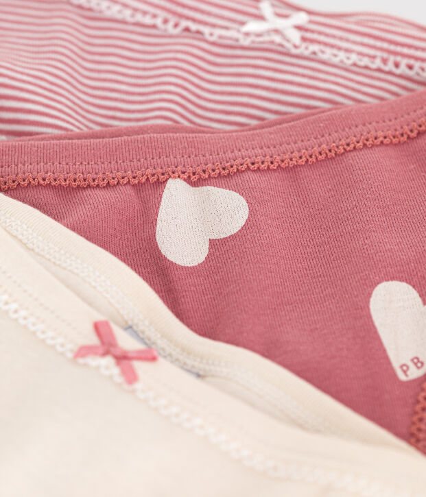 3er-Set Kinder-Slips High-Waist aus Baumwolle mit Herzmotiv vielfarbig