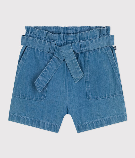 Kinder-Shorts aus leichtem Denim für Mädchen blau DENIM CLAIR