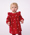 Lang&auml;rmeliges Baby-Kleid aus Feincord mit Stickereien und Schleifenmotiv rot/naturfarben