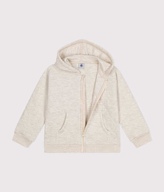 Kinder-Hoodie mit Reißverschluss aus gestepptem Doppeljersey beige MONTELIMAR CHINE