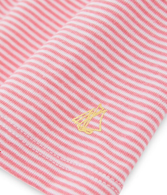 Gestreifte Baby-Bluse für Mädchen rosa JOUE/weiss ECUME